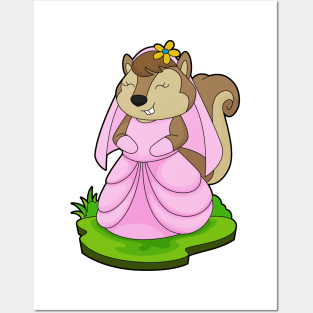 Squirrel Bride Flower Wedding Posters and Art